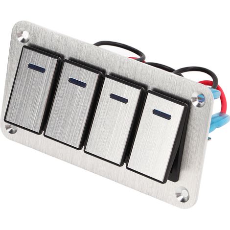 Panneau de Commande Central en Alliage d'Aluminium 4 Interrupteurs pour Voiture Bateau, Tableau de Boutons de Contrôle Marine et Auto