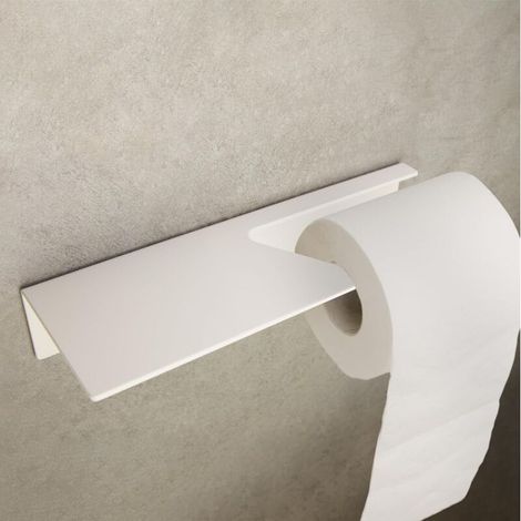 Porte-papier toilette mural autocollant, sans perçage, multifonctionnel, blanc, 28 x 12,5 x 3,5 cm (1/5)