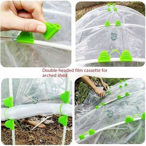 20 pcs Pinces Ă double tĂŞte en film fin de 5mm, Accessoires pour tiges de verre de serre, Fixation anti-vent pour serre en arche (1/5)
