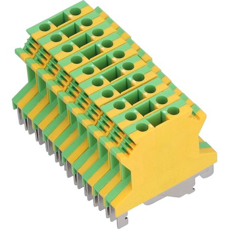 Lot de 50 bornes de terre à rail DIN, 2 canaux, bornier de raccordement électrique USLKG-2.5, sertissage, 2,5mm² (1/5)
