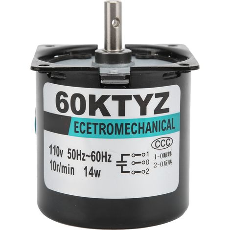 Moteur synchrone AC 14W à aimant permanent, basse vitesse, haute torsion, arbre central bidirectionnel XD60KTYZ 10 tr/min 110V AC (1/5)