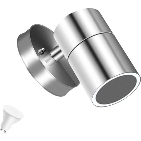 MINKUROW Applique Da Parete Per Esterni Acciaio Inossidabile Ip65 Impermeabile Argento Decorativo Applique Da Parete Down Light Garden Security Applique Da Parete Con Lampadina Led Gu10 5w 6000k Bianc (1/5)