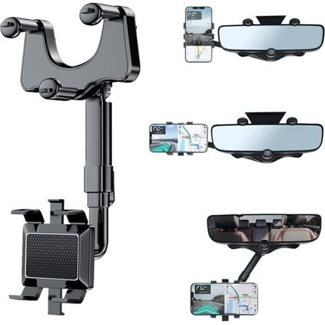 Supporto per specchietto retrovisore per cellulare, Adatto per smartphone da 3 a 7 pollici (1/4)