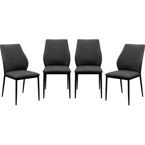 CALICOSY - Lot de 4 chaises en tissu capitonné avec structure en métal L48cm - LILLIE (1/5)