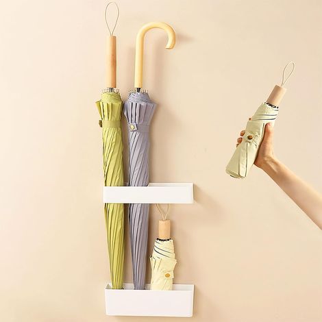 Porte Parapluie à Fixation Murale, Étagère de Parapluie Porteparapluies Avec Réceptacle D’eau Amovible, Pour la Maison, le Bureau (1/5)