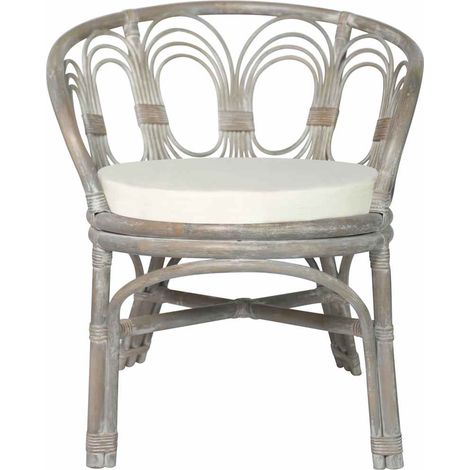 Maison Exclusive - Sedia da Pranzo con Cuscino Grigio in Rattan Naturale e Lino
