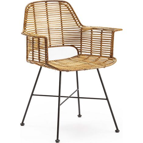 Silla 66X58X83 Mimbre Natural/Metal Negro (1/4)