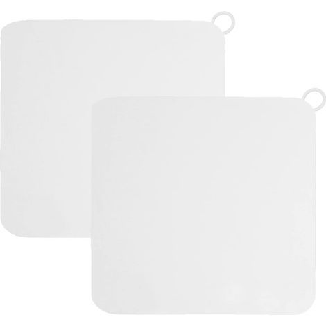 2 PCS Couvercle du Bouchon De Vidange Silicone Carré Anti-odeurs, Bouchon Evier De Cuisine,Attrape-Cheveux de Vidange pour Cuisines Salles De Bains Blanchisseries (Blanc) (1/5)