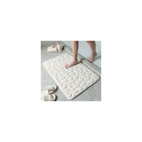 Alfombrilla de baño absorbente y antideslizante de fibra de poliéster – Tejido de forro polar coral – Base antideslizante de SBR – 40 x 60 cm