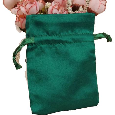 Bolsas de regalo, material satinado, ideales para eventos, 11 unidades, verde oscuro, 8x10 cm, 50 unidades (1/2)