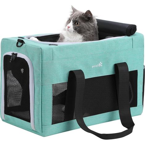 1 Sac de Transport pour Chat, Cadre en Acier, Fenêtres en Maille, Double Sécurité, Voyage Avion Véto (1/5)