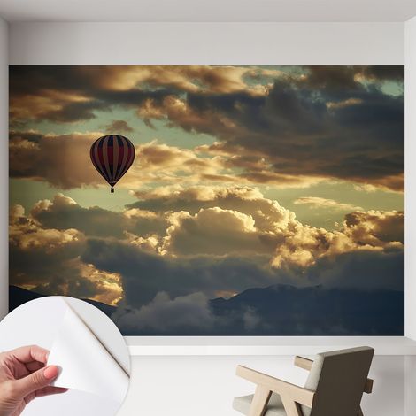 Papier peint autocollant avec imprimé pour cuisine facile à appliquer pour mur a motif Ballon dans les nuages 152x104 cm (1/5)