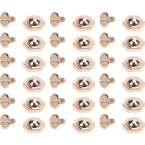 Lot de 50 rivets hexagonaux de 12 mm en alliage de zinc, avec vis à fente, pour ceintures en cuir, sacs à main et vêtements, couleur or clair. (1/5)