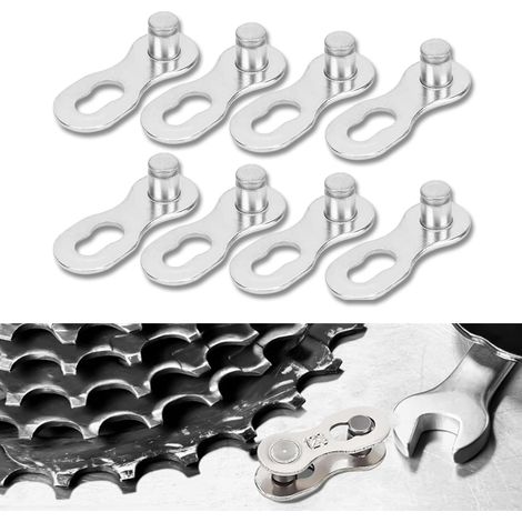 Lucchetto a catena per bicicletta Quick Link - 4 paia di maglie di bloccaggio in metallo argentato - Lucchetto a catena per bicicletta ad alta sicurezza - Sistema di bloccaggio rapido e antifurto (1/4)