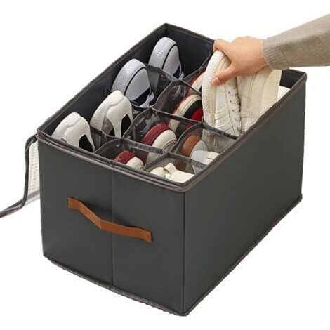 BUNTHAUS Boîte de rangement à chaussures pour armoire, boîte de rangement à chaussures, peut contenir 6 paires de chaussures, boîte de rangement à chaussures pliable avec poignée. (1/5)