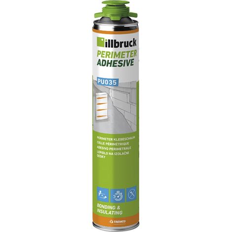Illbruck PU035 Dämmplattenkleber, Perimeter Kleber, Schaumkleber, Polystyrol Kleber, schnelle Verarbeitung, für Beton, Mauerwerk, Holz, 750ml, hellgrün