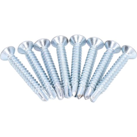 Vis à bois autoforeuses tête fraisée 4,2x32mm, lot de 50, acier carbone galvanisé, vis à métaux cruciformes pour fixation rapide. (1/5)