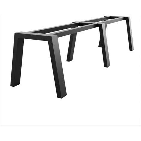 MetaloPro Extreme pieds de table longs en métal noir forme trapèze – Design industriel robuste pour salle à manger, bureau ou salon 72x80x340 cm (1/5)