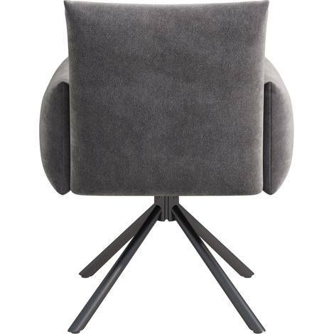 Set di 4 sedie da pranzo in velluto grigio girevoli 360° con braccioli e gambe in metallo (1/5)