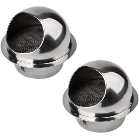2pcs Aérateur Rond avec Grille en Acier Inoxydable Grille Ronde Couvercle de Ventilation Sortie d'évacuation Mural Bouches d'aération 100mm (1/4)