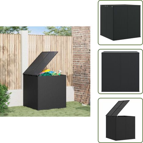 The Living Store Baúl de cojines para jardín de ratán PE negro 100x97,5x104 cm - Almohadas