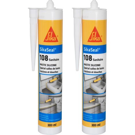2er-Set Anti-Schimmel Silikondichtstoff SIKA Sikaseal 108 Sanitär - Weiß - 300ml (1/2)