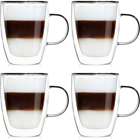 Vaso térmico de doble pared para café con leche DOBLE 300 ml 4 unidades. (1/5)