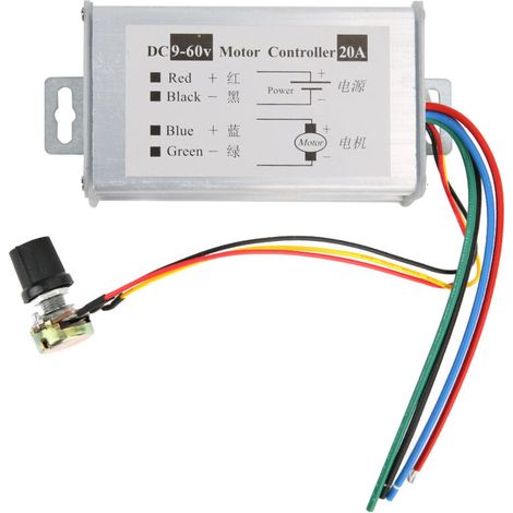 Potentiomètre du Contrôleur de Moteur PWM Speed ​​variable pour le Moteur CC 20A 9-60V Projet Domestique