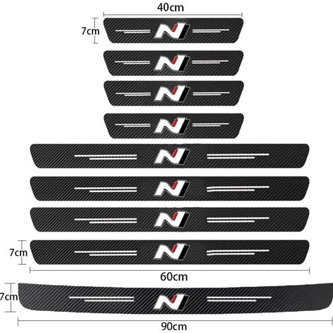 (9 pièces pour N) Autocollants de protection anti-rayures en fibre de carbone pour seuils de porte de voiture Hyundai N LINE i30 i20 Accent Tucson Elantra (1/3)