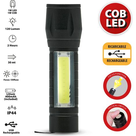 Torcia ricaricabile 120 lumen con zoom (1/5)