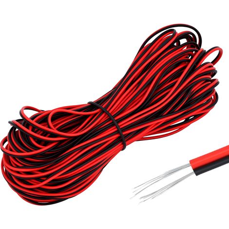 20 Mètres 22AWG Cable Electrique, Câble Rouge Noir À 2 Conducteurs, Câble Electriqu D'extension, Pour Bande Lumineuse Led De Voiture (1/5)