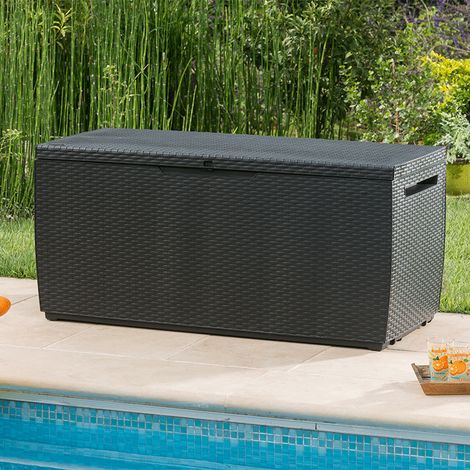 Chalet & Jardin – Coffre de jardin en résine gris anthracite 305L – Dimensions 123 x 53,5 x 57 cm – Verrouillable et élégant – Montage rapide (1/10)