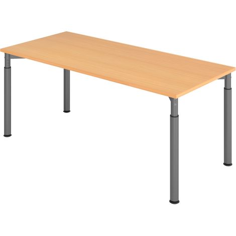 bümö Schreibtisch Serie-Y Rechteck: 180 x 80 cm  Buche Graphit