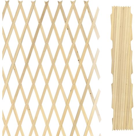 Traliccio Grigliato Estensibile In Legno Sostegno Muro Parete Verticale Fiori Piante Rampicanti Terrazzi Balcone Giardino Reticolato Fioriera Naturale - 1x3 Mt