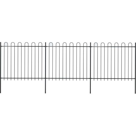vidaXL Recinzione da Giardino con Parte Superiore ad Anello in Acciaio 537x150 cm Nera (1/5)