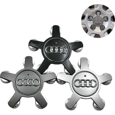 Lot de 4 convient pour les enjoliveurs de roue à cinq griffes Audi A4L//A5/A6L/A7/A8L/Q5/S6/TT/R8, enjoliveurs de roue à cinq griffes noirs 135 mm - argent (4F0601165N)