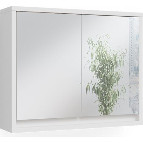 Armario con espejo para baño Mila, Blanco, 55 x 45 cm, Vicco (1/5)