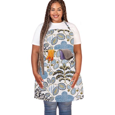 Tablier extra large en coton et lin pour hommes et femmes – Tablier durable avec 2 poches, taille réglable, lavable en machine – Tablier surdimensionné pour la pâtisserie, la cuisine (1/5)