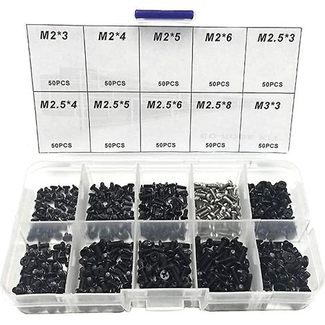 Kit de 500 vis pour ordinateur portable (M2, M2.5, M3), kit de vis universel pour la réparation d'ordinateurs IBM, HP, Dell, Lenovo, Samsung, Sony, Asus et Gateway. (1/5)