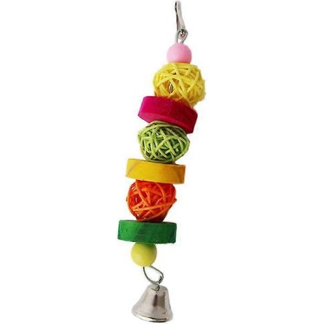 Jouet à mâcher pour oiseau : Boule en rotin, blocs en bois pour perruche calopsitte, divertissement durable - 2 pièces