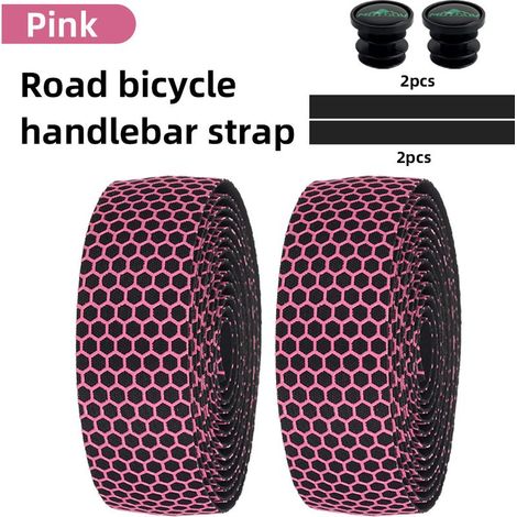 Kit de guidoline Hex Bike - 2 rouleaux - Antidérapant et absorbant les chocs - 2 m - Pour vélo de route, VTT et cyclisme sur route - Rose - Auto-adhésif et respirant