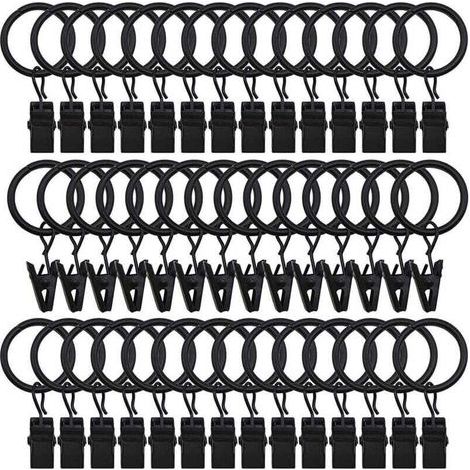 Set di 42 anelli a clip per tende in stile retrò, colore nero ruggine, diametro interno 2,5 cm. (1/4)