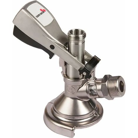 Tête de tirage combinée Micro-Matic pour robinet de comptoir - Raccords R 5/8" boisson et R 3/4" gaz, acier inoxydable (1/2)