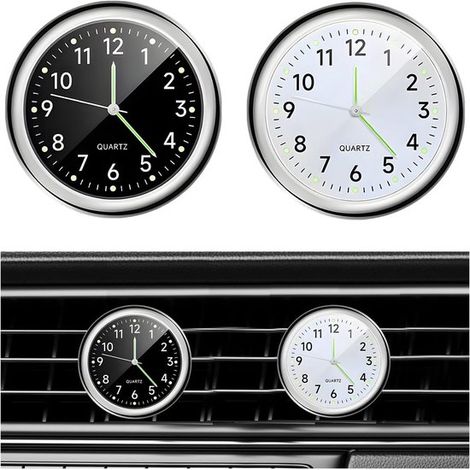 Lot de 2 Horloge, Mini, Analogique, Lumineuse, Tableau de bord, Véhicule, Moto, Bateau, Maison (1/5)