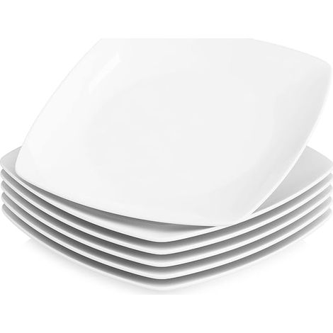 Assiettes Plates Ø 23 cm Blanches en Porcelaine Compatibles avec le lave-vaisselle et le micro-ondes Service Vaisselle (1/2)