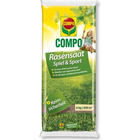 COMPO Rasensaat Spielrasen Sportrasen 8 kg Rasensamen Grassamen Familienrasen (1/2)