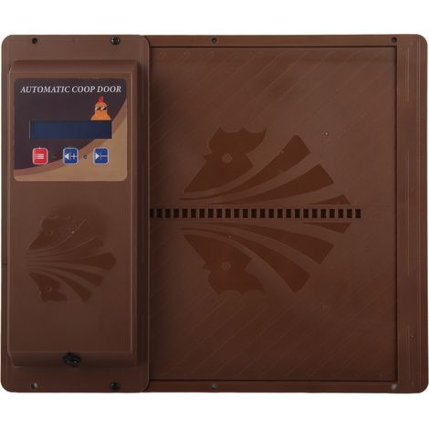 Porte automatique pour poulailler USB ouverture horizontale avec minuterie marron (1/5)