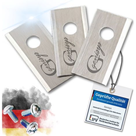 Genisys Edelstahl Ersatz Messer Klingen kompatibel mit Scheppach RoboCut und Practixx PX-RRM Mähroboter - LongLife - 1-Loch bruchsicher [DIN EN 50636 geprüft] Stück 9