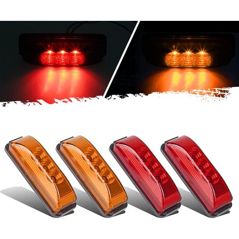 3,9 pouces 3 LED Truck Trailer Light avant et arrière LED side sign Light gap Indicator light Mount Reflector (numéro 2 + 2 rouge) (1/5)