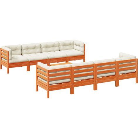 Maison Exclusive - Set de sofás jardín 9 pzas con cojines madera (1/5)